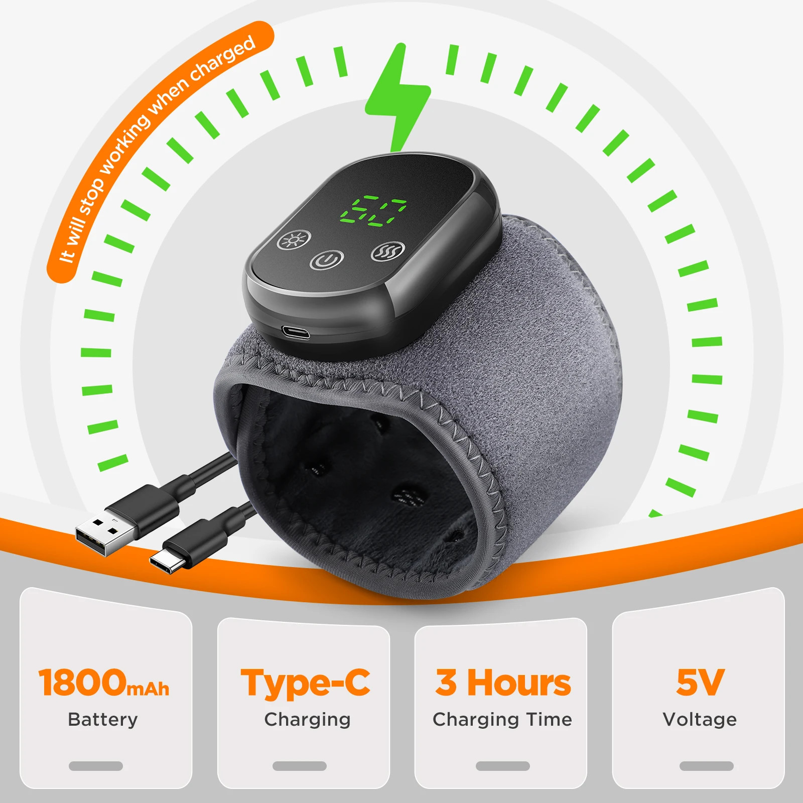 Electric Wrist Brace with Adjustable Hot Compress Vibration Massage Ankle Guard