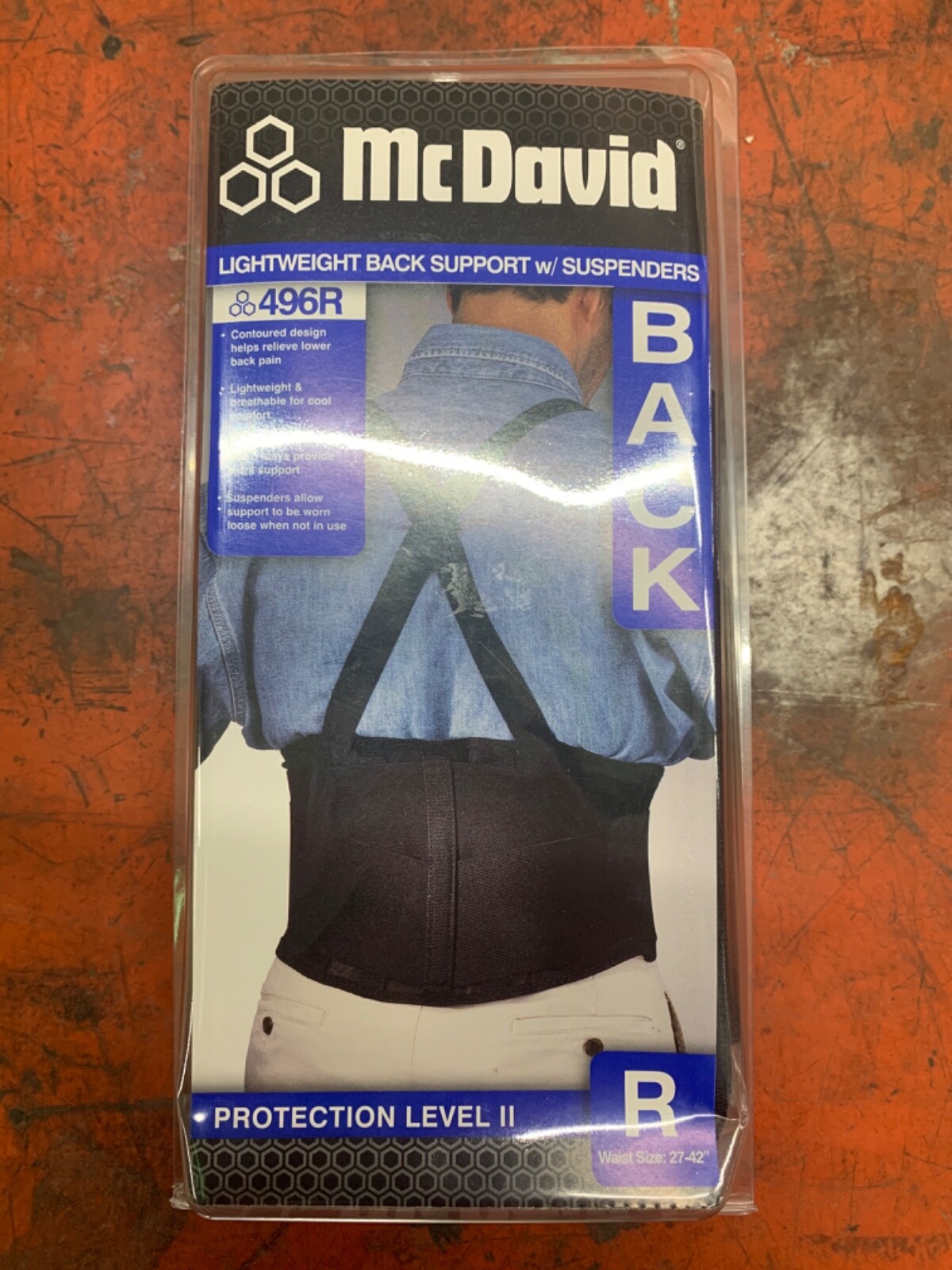 McDavid Back Support w/Suspenders 496R R Waist Size 27”-42”