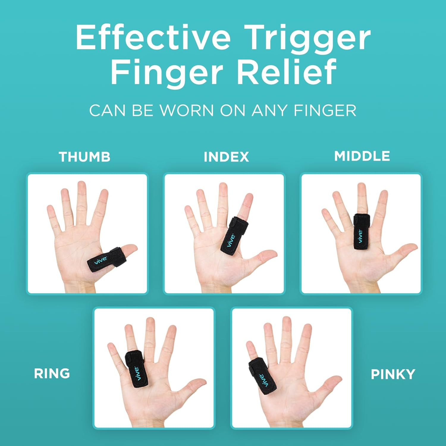 Vive Trigger Finger Splint – Support Brace for Middle, Ring, Index, Thumb and Pi