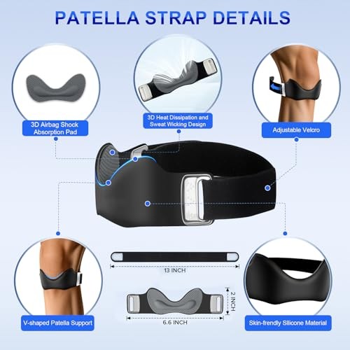 Silicone Patellar Tendon Support Strap, Adjustable Non-Slip One Size 1 Gray