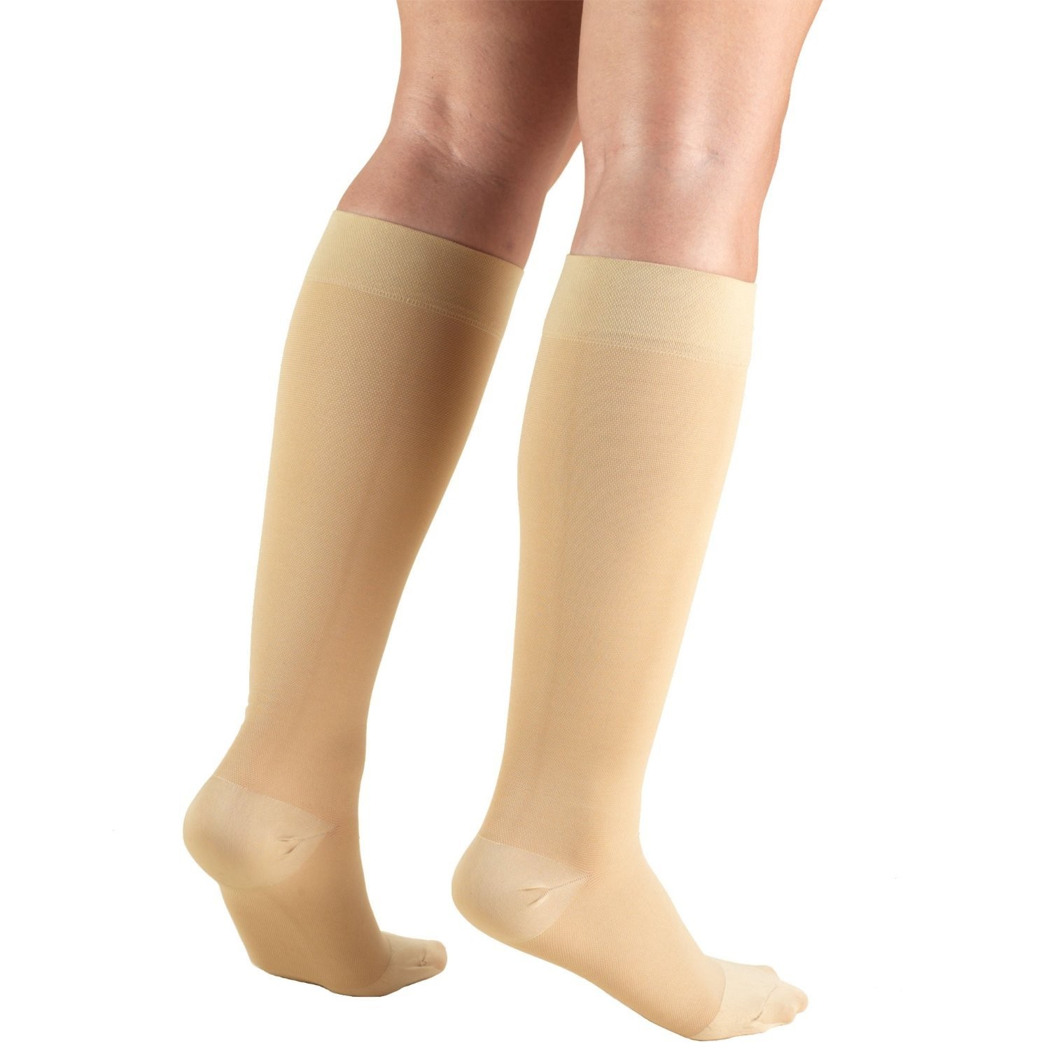 Truform 15-20 mmHg Compression Stockings, Knee High, Unisex, Beige, X-L