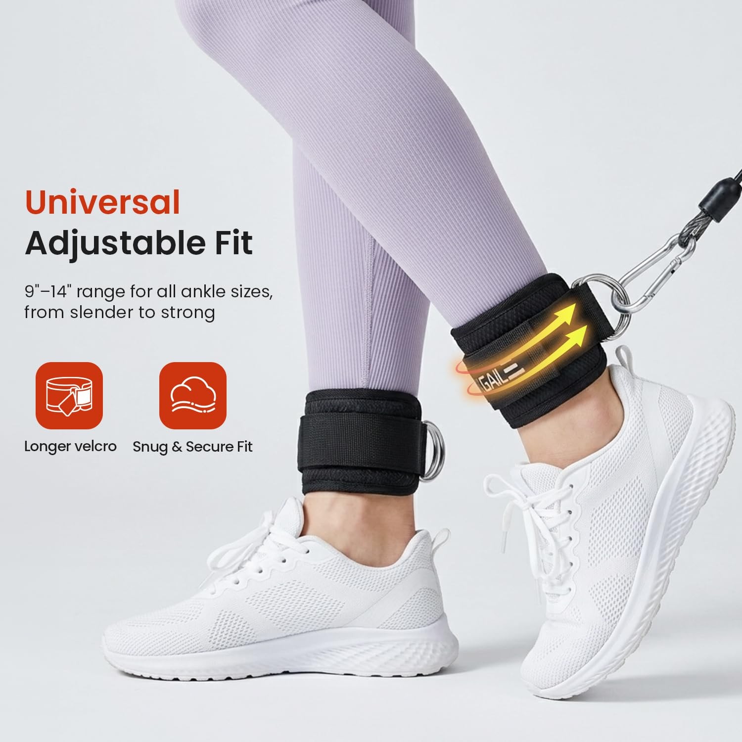 BAGAIL Ankle Straps for Cable Machines (2 Pack), Double D-Ring Ankle Cuffs wi…