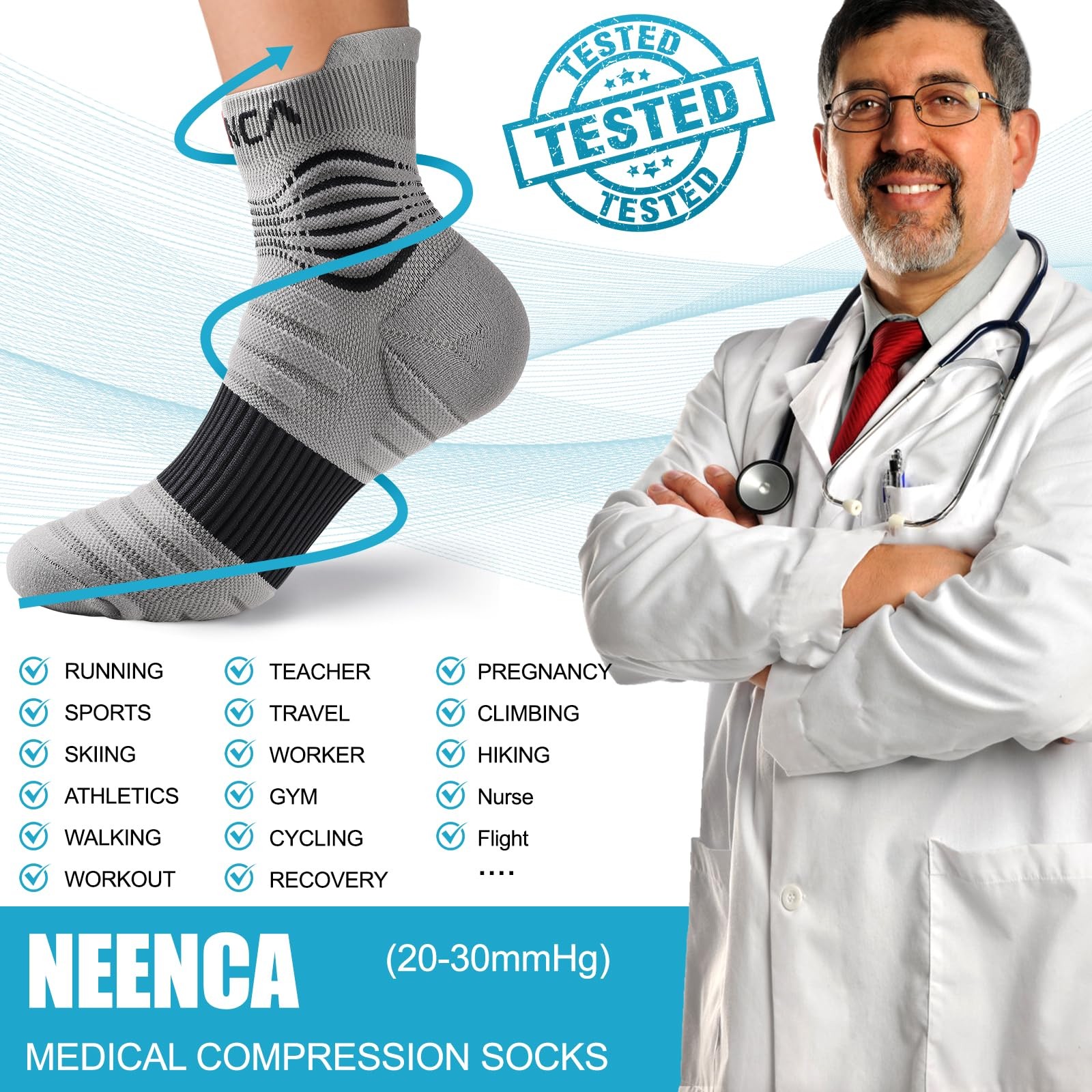 Compression Socks for & Men Circulation, Ankle Compression Stockings for Pain…