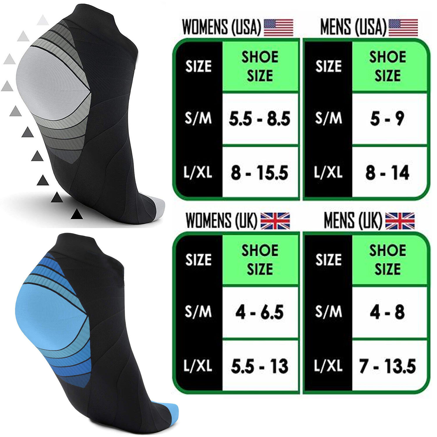 Copper Compression Running Socks Plantar Fasciitis Anti Fatigue Low Cut Pairs L6