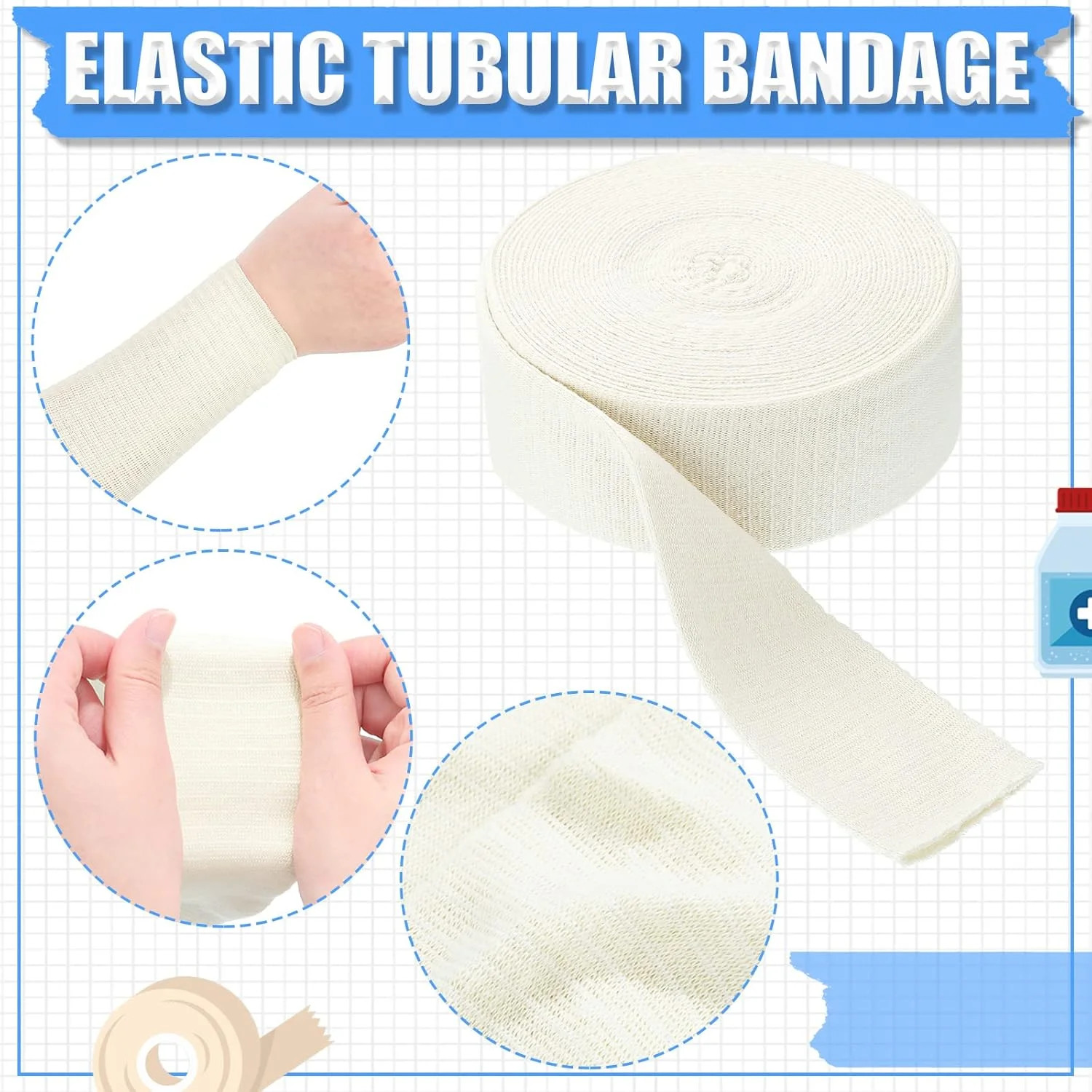 Tondiamo Cotton Tubular Stockinette Gauze Roll Tubular Arm Stocking Elastic Leg