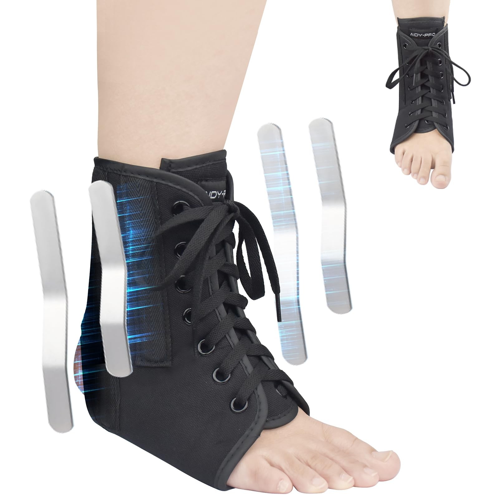 Lace Up Ankle Brace with Metal Side Stabilizers, Adjustable Lace-Up Ankle Bra…