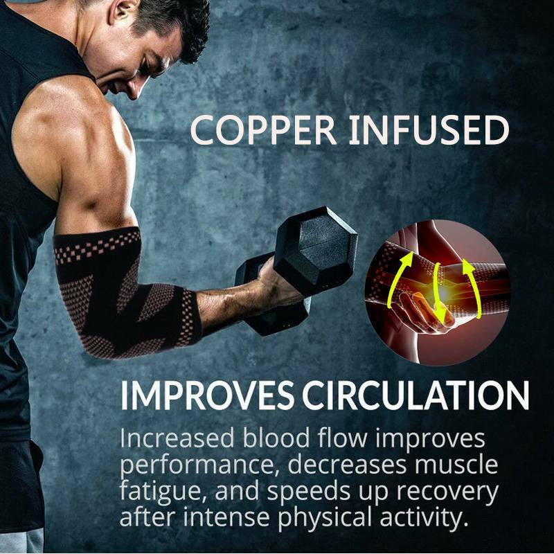 Copper Compression Arm Sleeves Elbows Support Brace Joint Pain Arthritis Relief