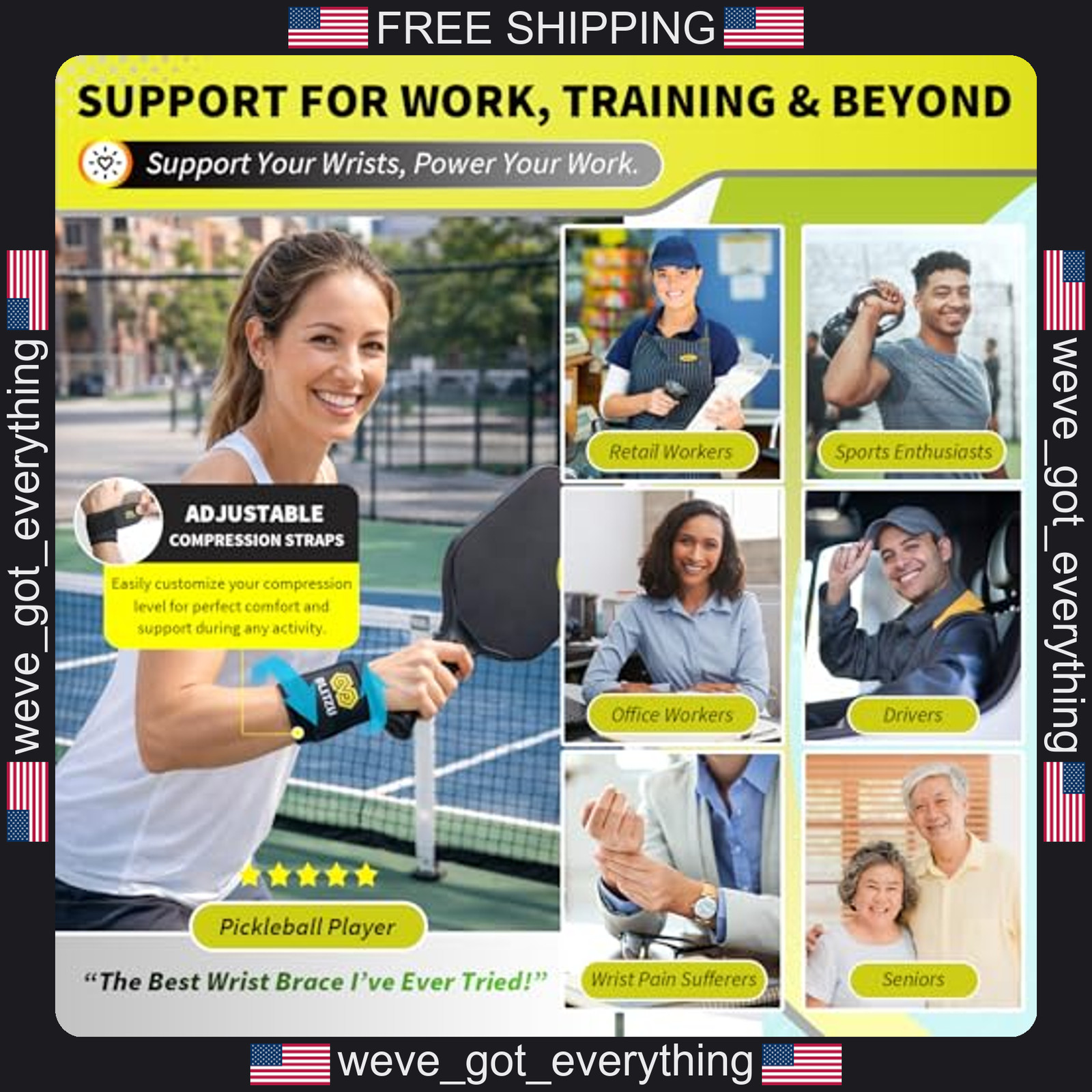2 Pack Neoprene Wrist Supports for Pain Relief and Stability