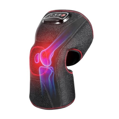 QUINEAR KNEE MASSAGER WITH AIR COMPRESSION AND HEAT, KNEE BRACE – BLACK RED