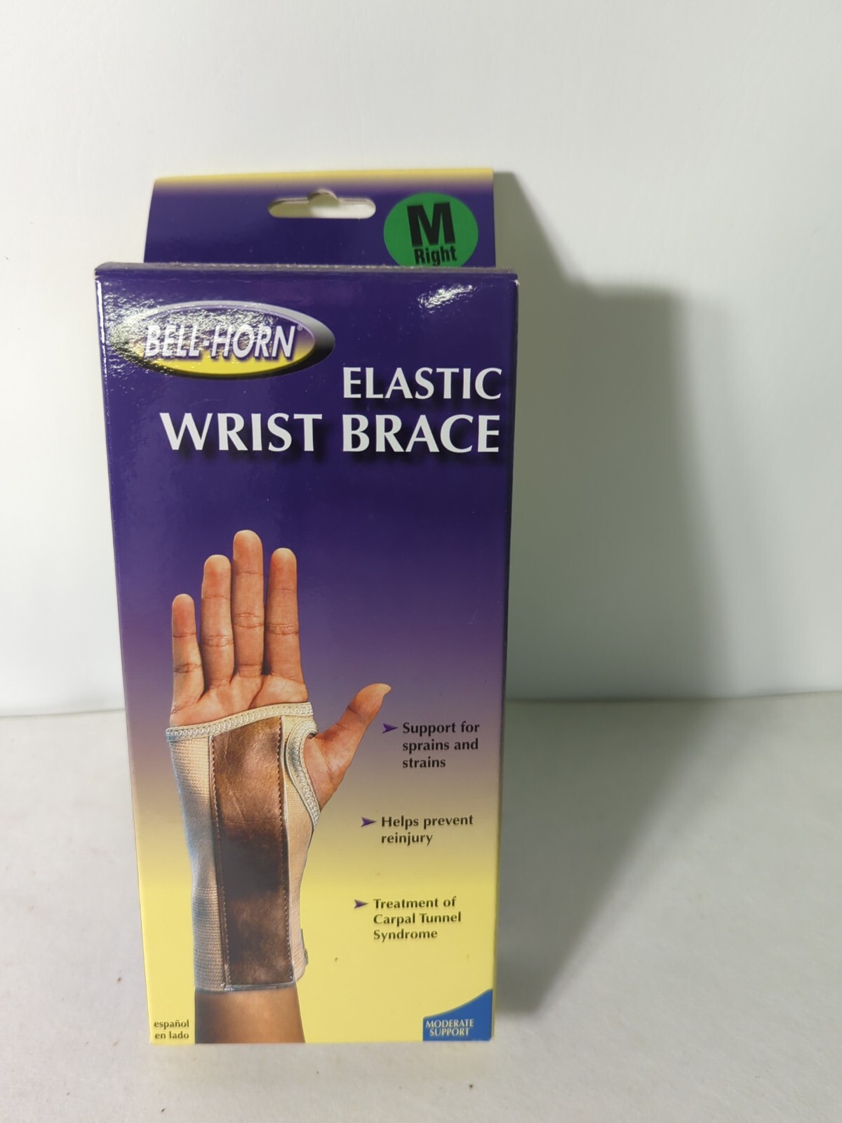 Bell Horn Elastic Right Hand Wrist Brace in Brown / Tan Medium M