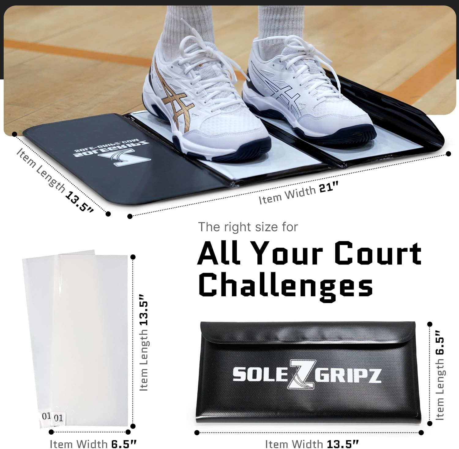 Portable Basketball Sticky Mat & Replacement Sheets – Foldable, Black/White