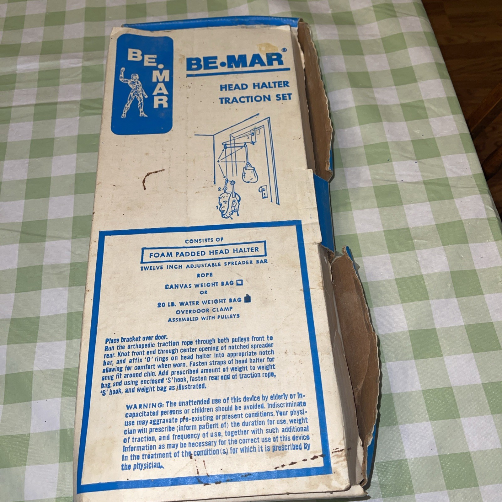 Vintage Over Door Head Traction Set Complete in Original Box Water Bag Style