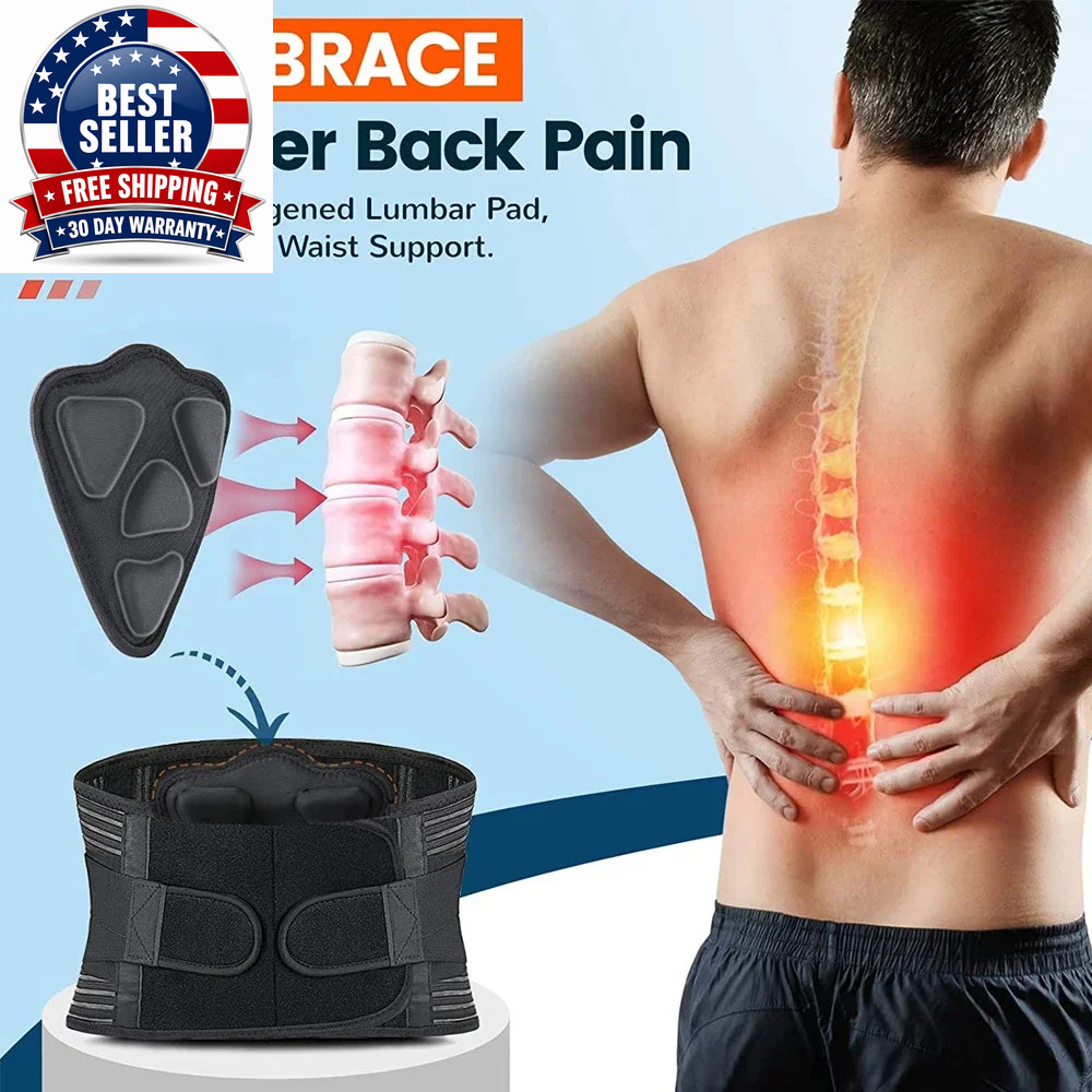 Lower Back Brace with 6 Stays Anti-Skid Orthopedic Lumbar Support with Pad Breat