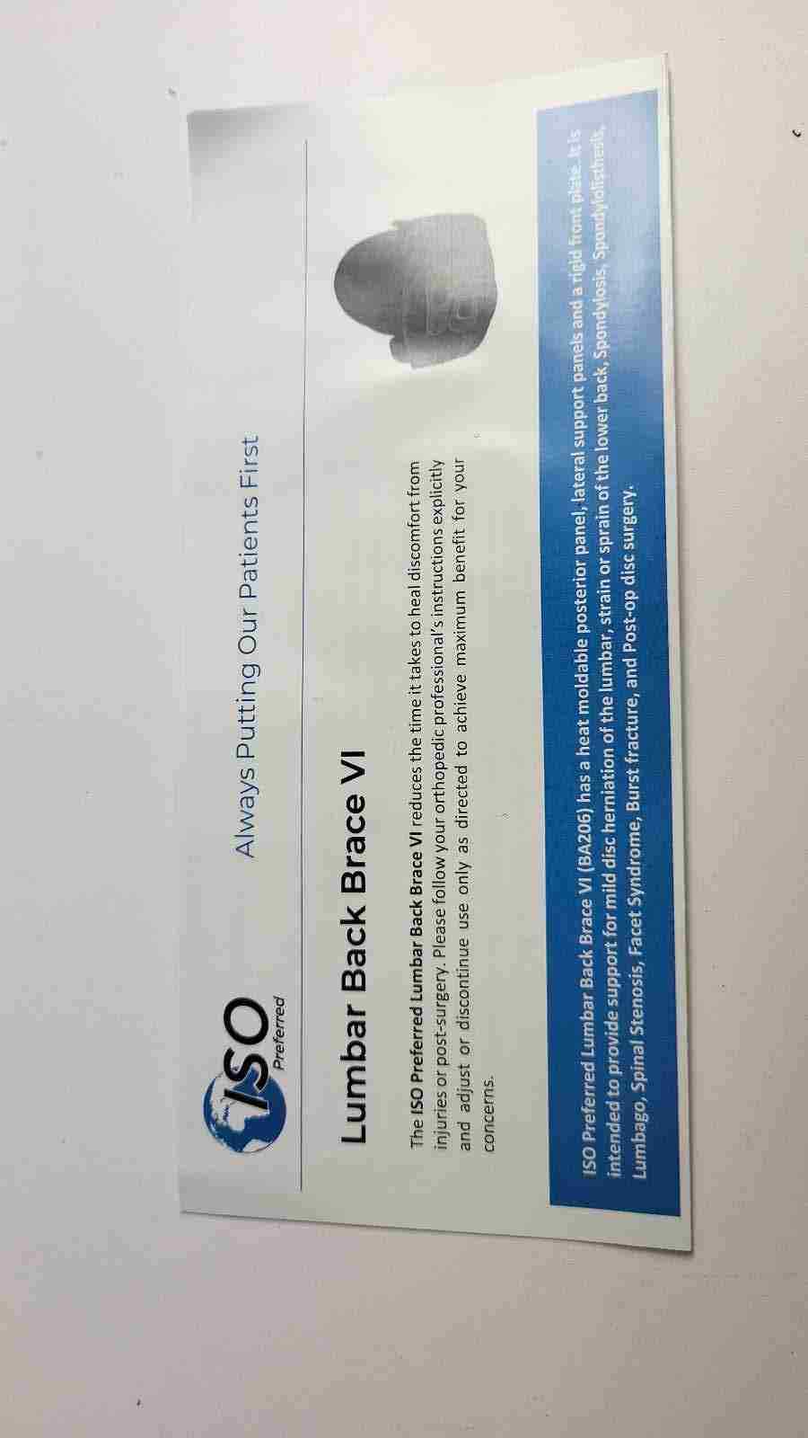 Iso Preferred Lumbar Back Brace VI ISO-BA206