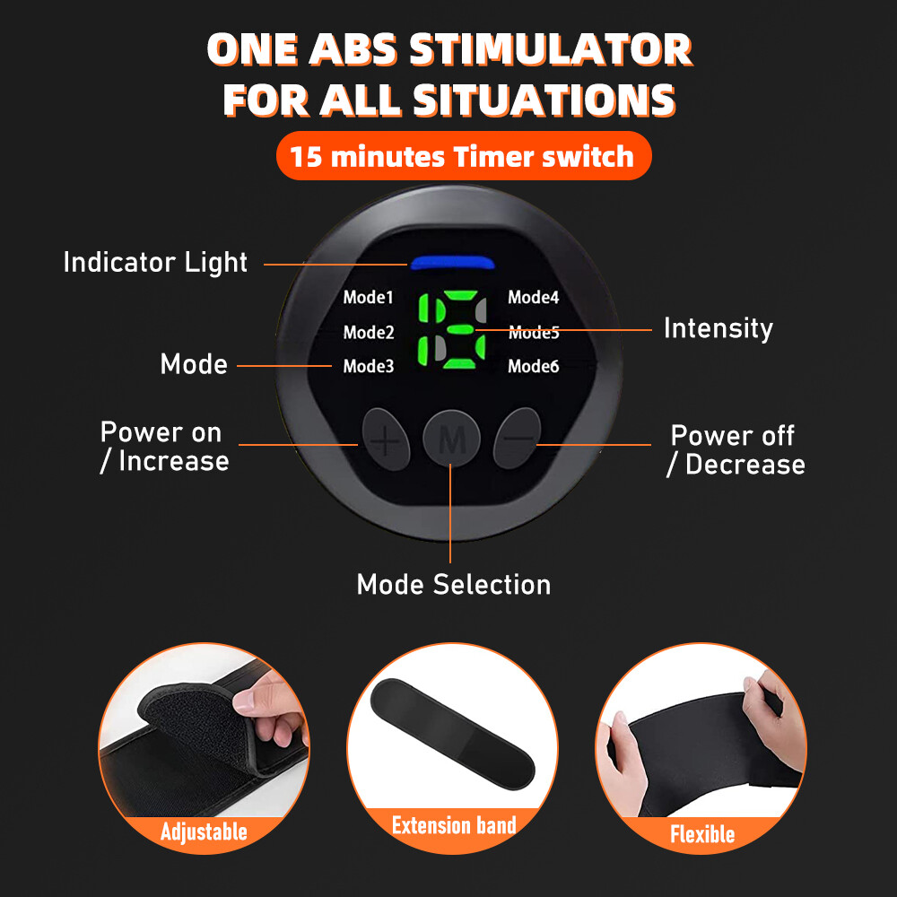 Abdominal EMS Muscle Stimulator Belt Electric ABS Fitness Toning Trainer Sticker