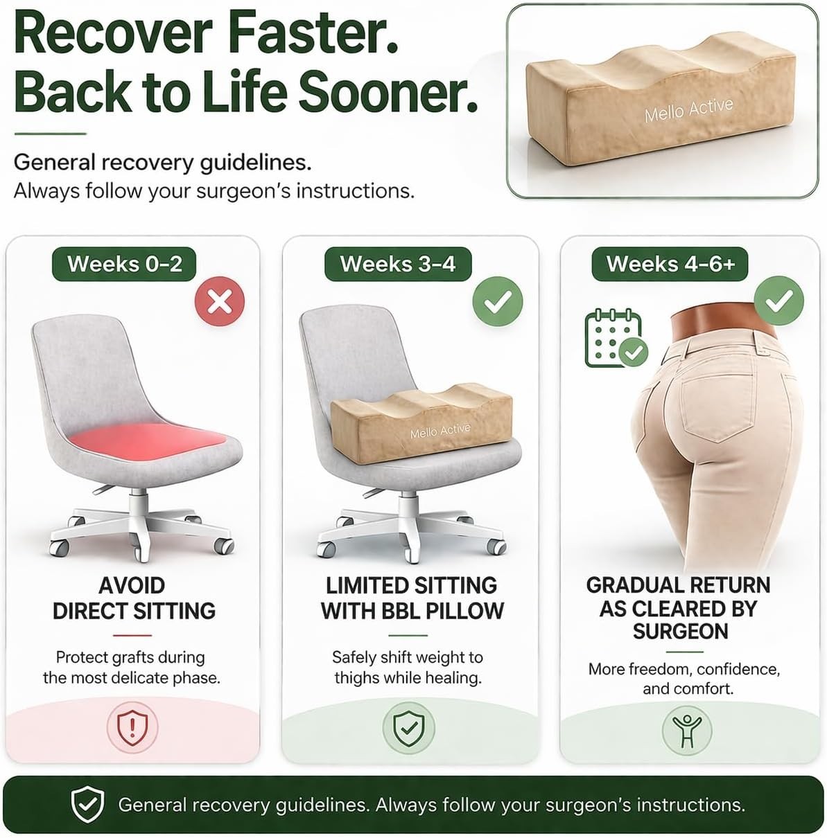 BBL Pillow After Surgery – Doctor-Recommended, Firm & Lightweight Sitting Cus…