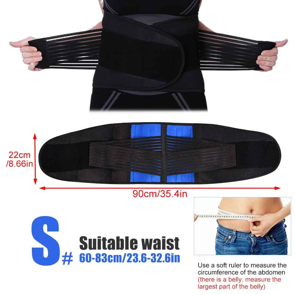 Double Pull Lumbar Back Support Brace Belt Waist Pain Relief S-XXL BOTQTOW