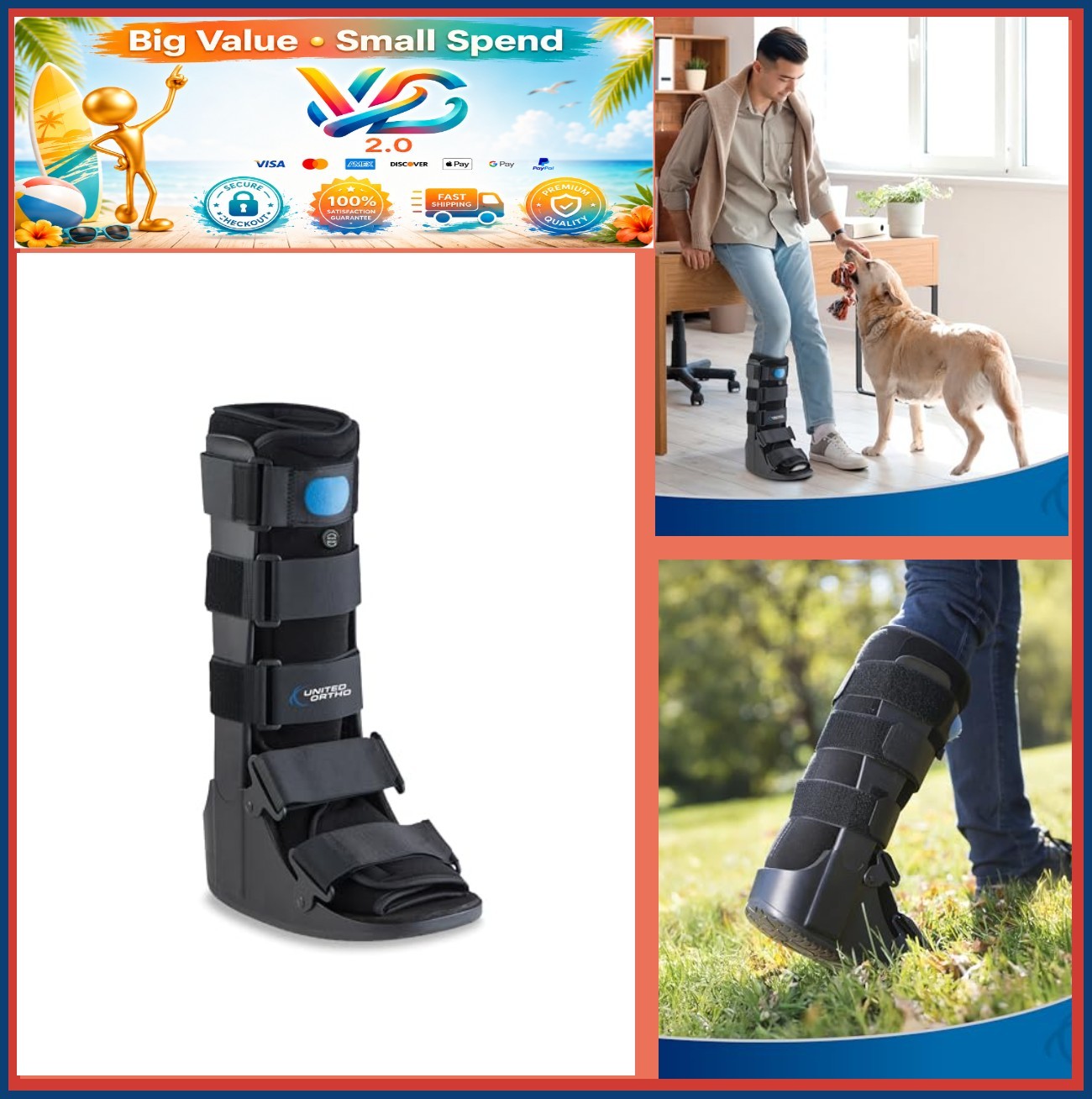 Air Cam Walker Fracture Boot Small Black Left or Right Foot