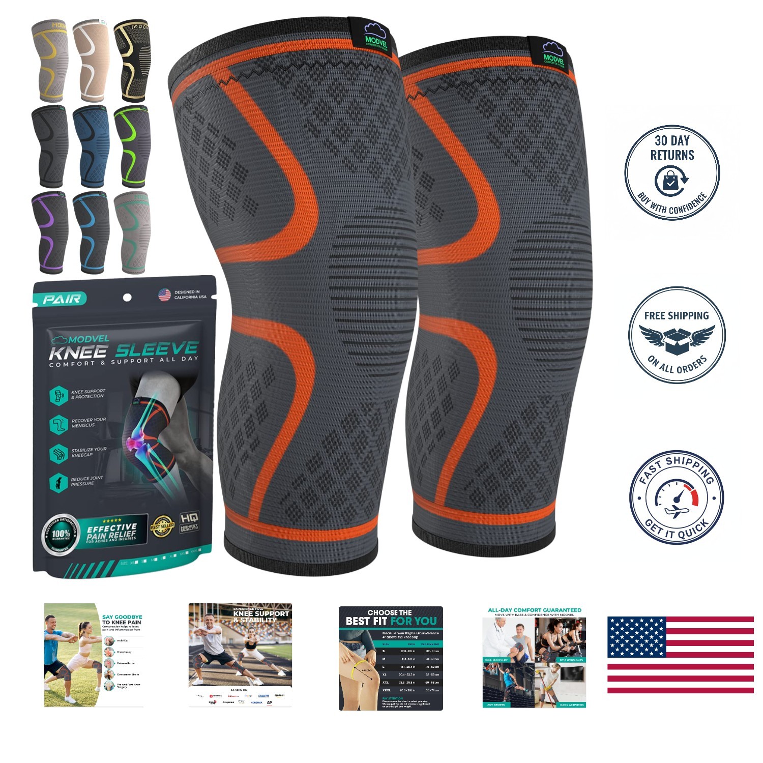 Lightweight Compression Knee Brace Set for Men & Women – Joint Pain Relief