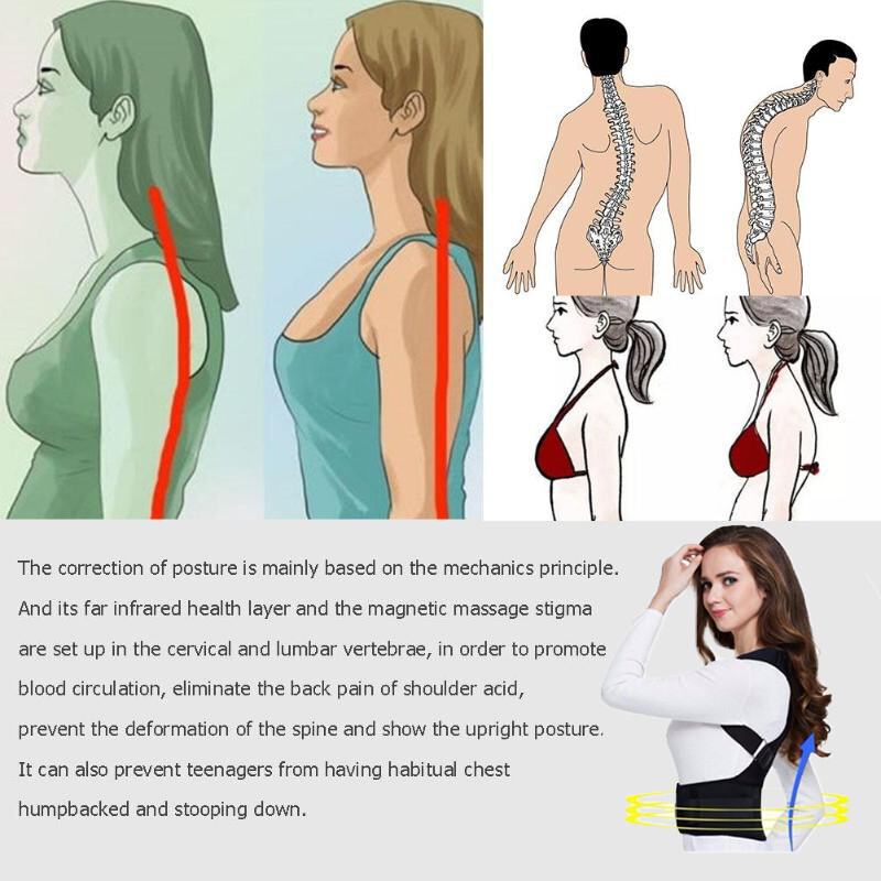 Magnetic Posture Corrector Back Brace Shoulder Straightener Lumbar Support Belt