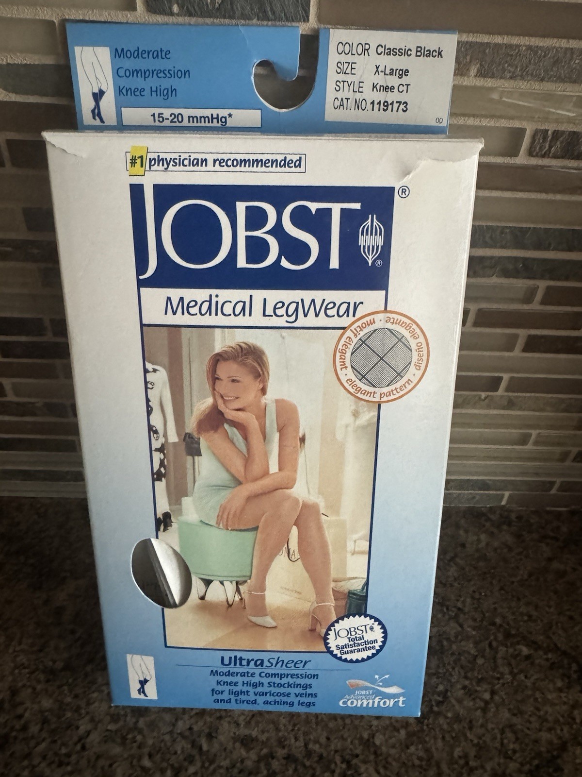 JOBST Ultrasheer Compression Knee Stockings 15-20 mmhg CT 119173 Black XL