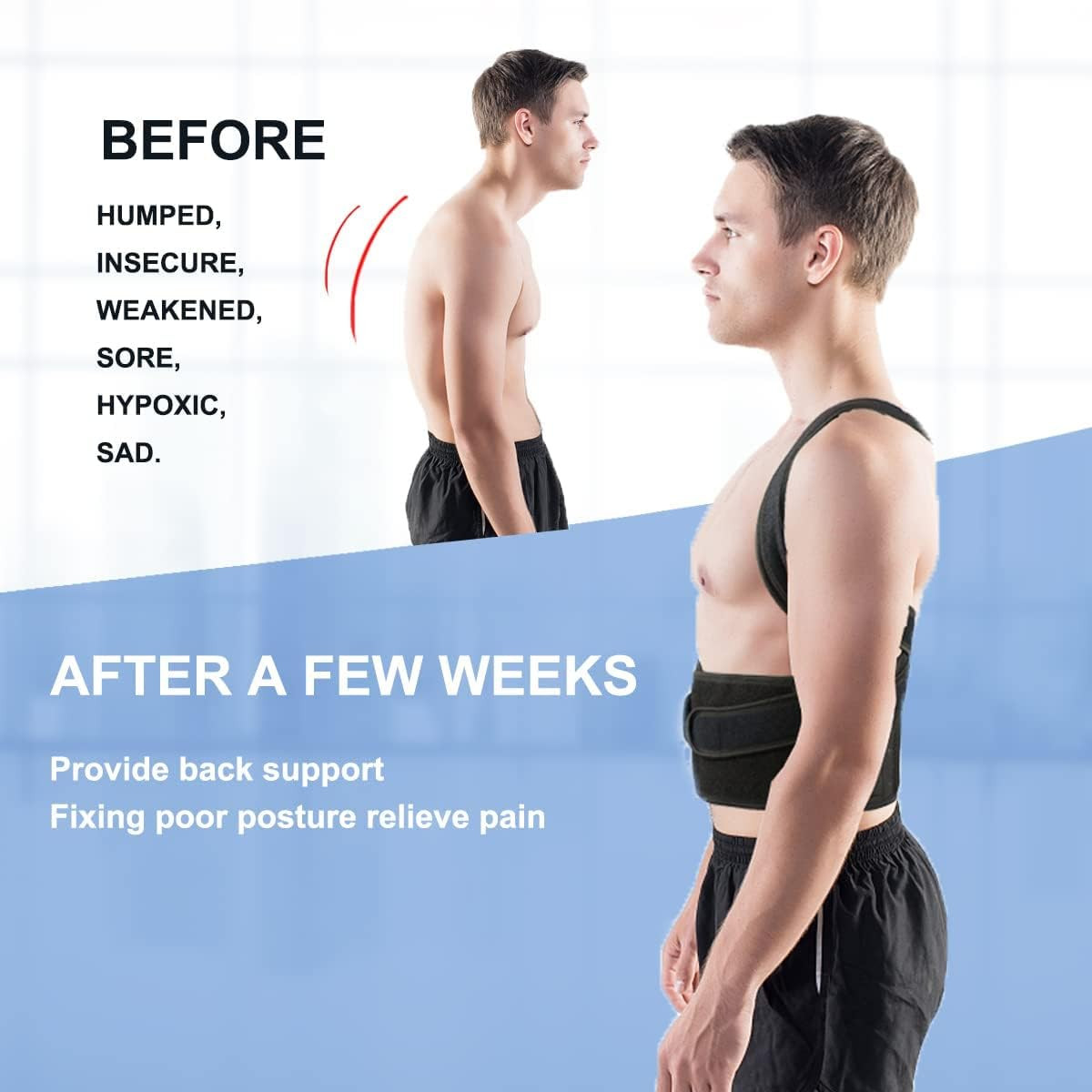 Back Brace Posture Corrector for Women Men -Adjustable and Breathable Support Sc