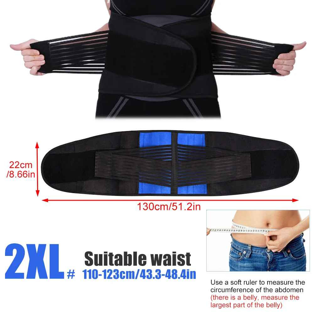 Double Pull Lumbar Back Support Brace Belt Waist Pain Relief S-XXL BOTQTOW
