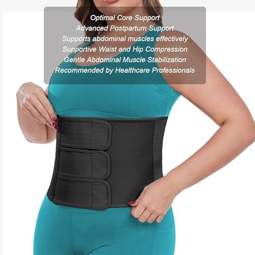 Postpartum Belly Band abdominal Binder for Natural Delivery & C Large Black