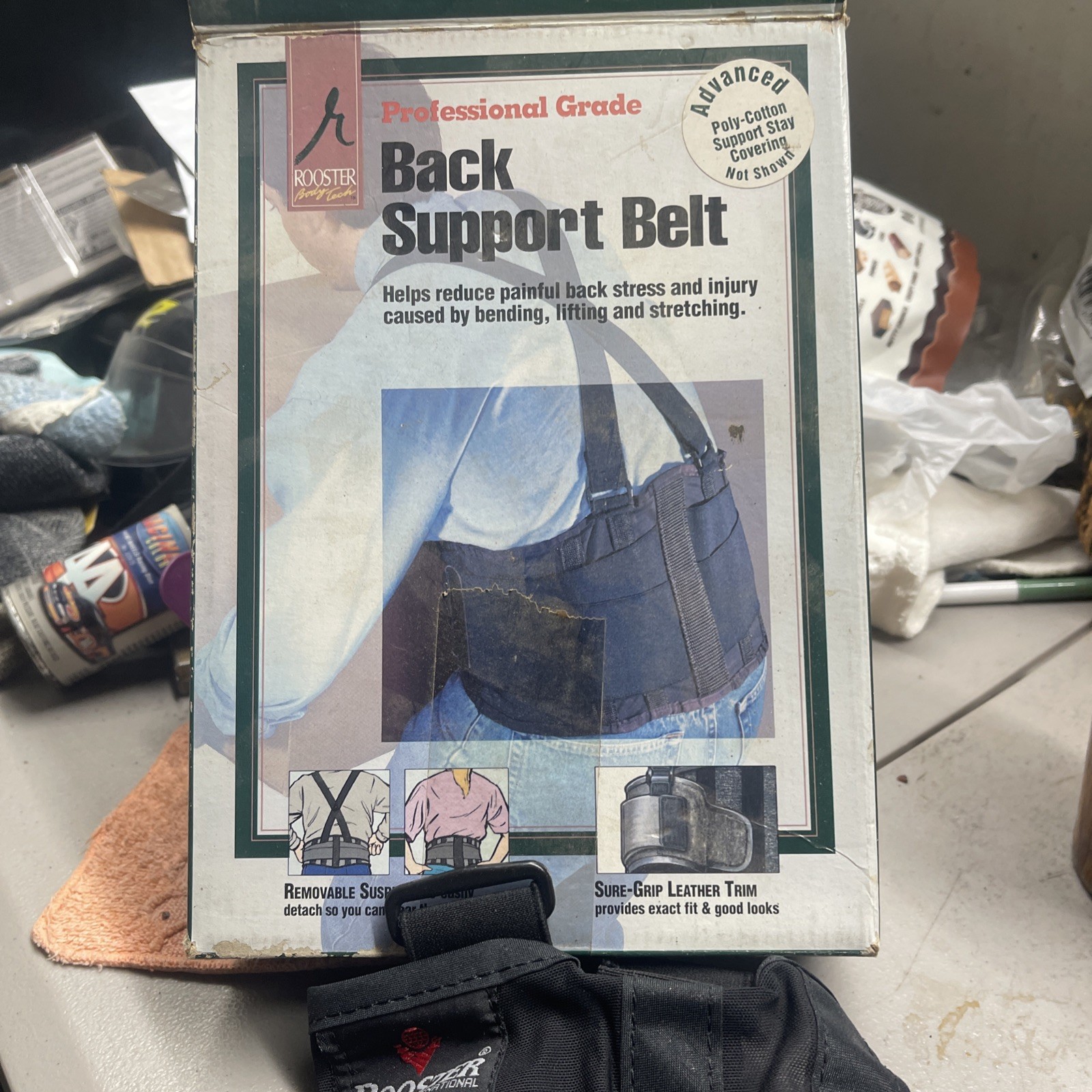 Rooster Body Tech Back Support Belt with Suspenders – Size M/L (33-42″)