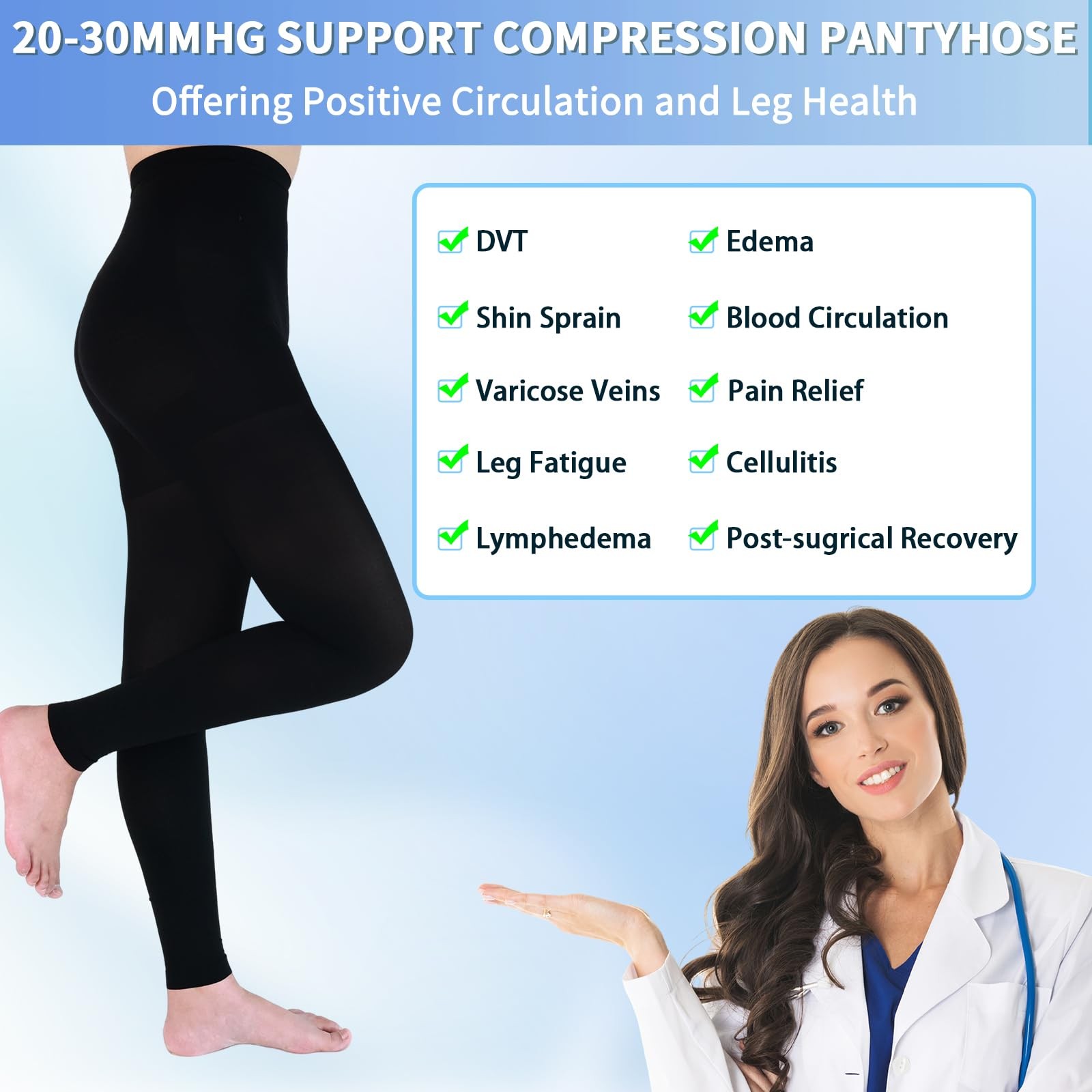Medical Compression Leggings for Women & Men, 2030mmHg Compression Tights