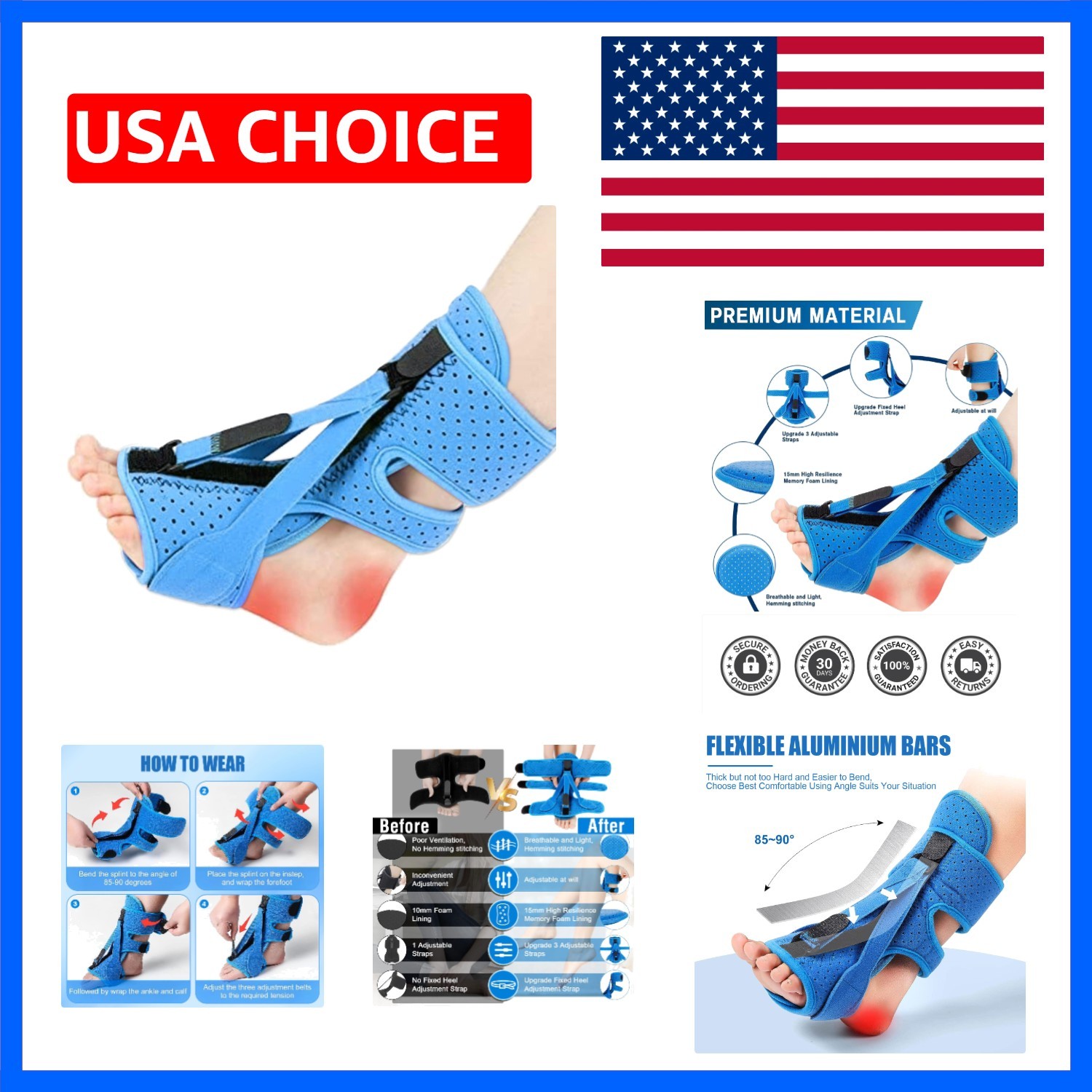 Plantar Fasciitis Night Splint-Upgrade 3 Adjustable Planter Facetious Relief …