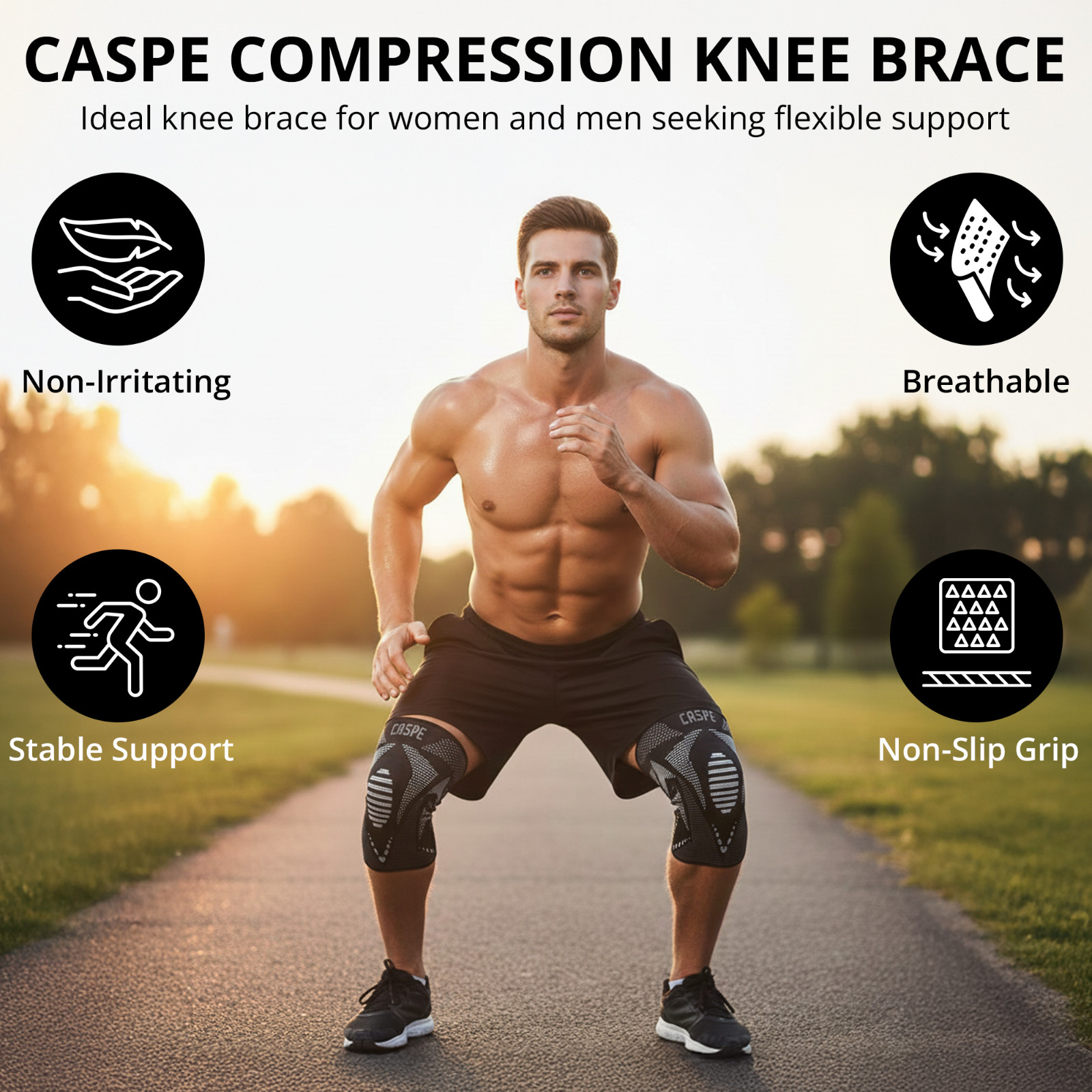 Knee Support for Running Hiking Working Basketball Volleyball Gym Meniscus Tear