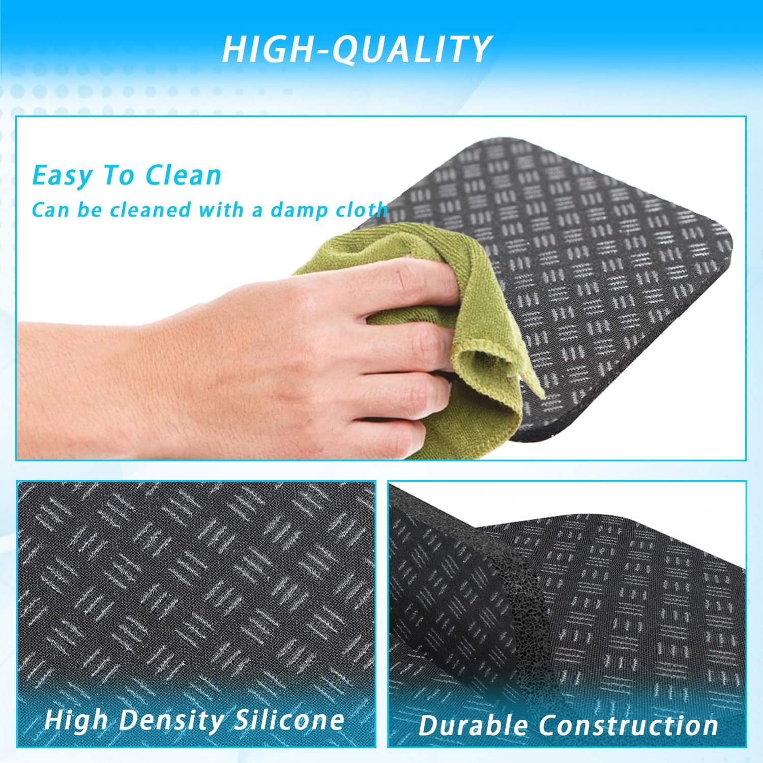 Anti-Slip Equipment Mats for Under Desk Pedal Exerciser 4 Pack 4″ x Black