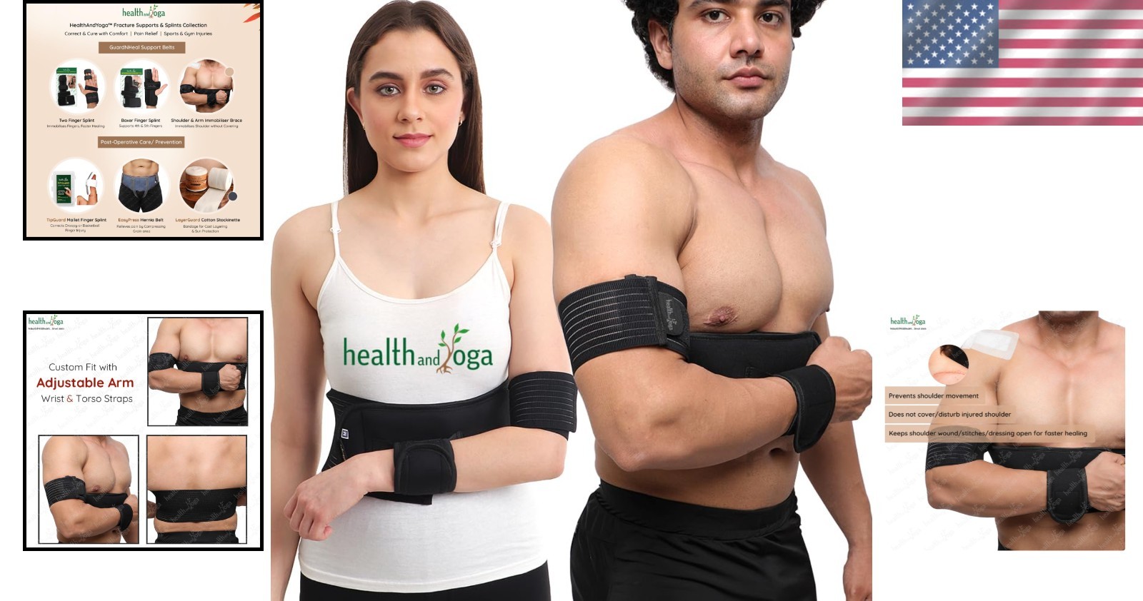 Adjustable Arm Sling & Shoulder Immobilizer for Men & Women – Black, Large 34-46