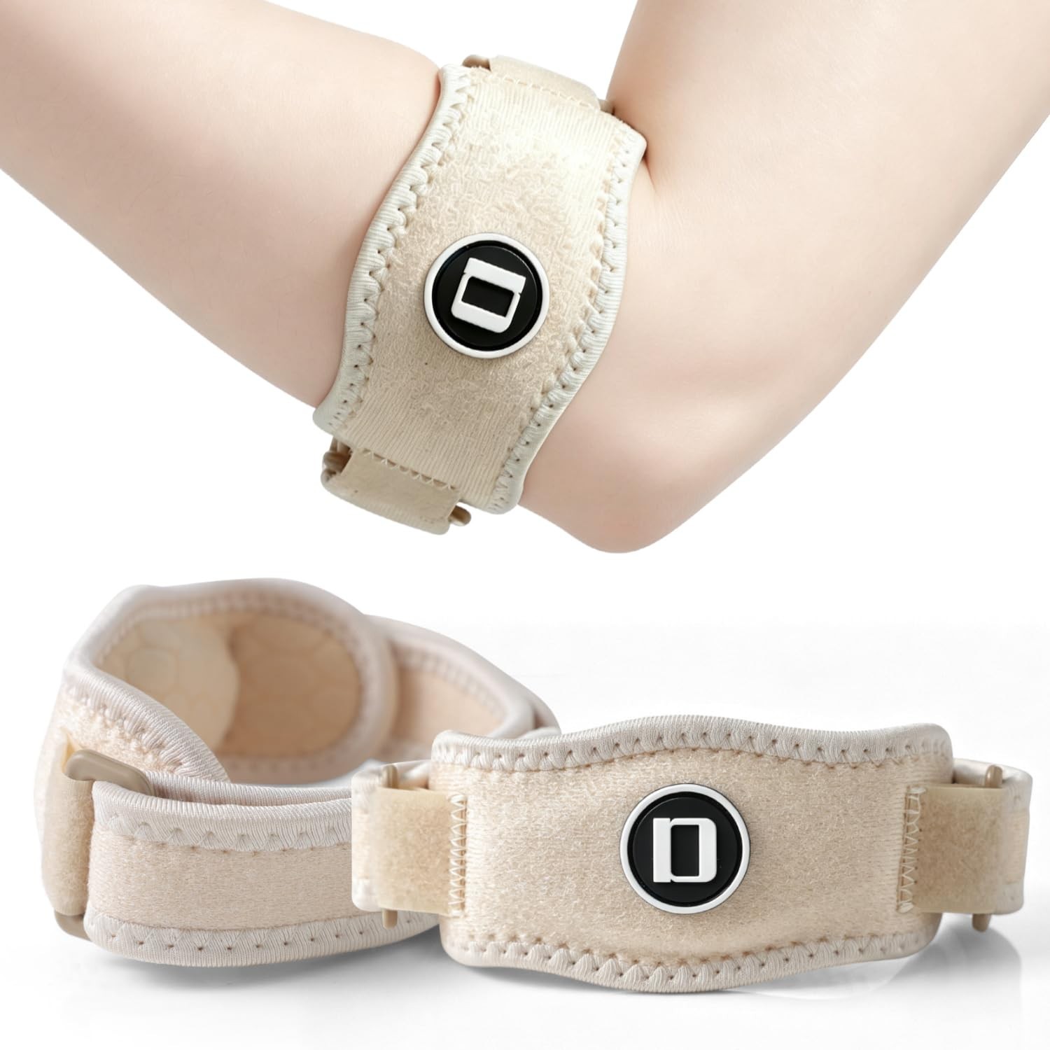 Adjustable Tennis Elbow Brace & Golfer Elbow Strap, Compression Pad, 2 Pack
