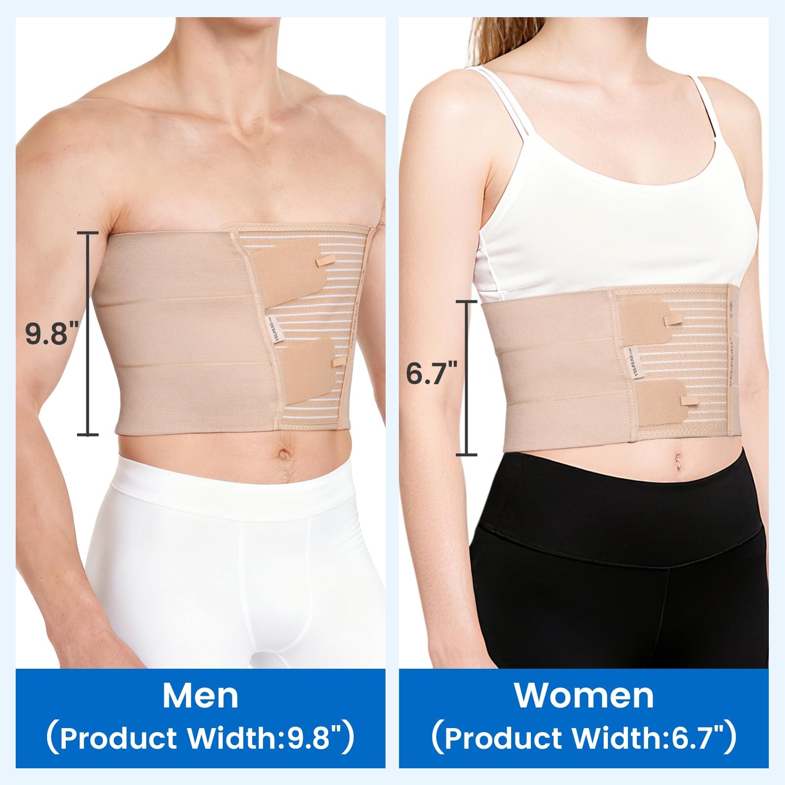 Broken Rib Chest Binder Belt Compression Support Wide Version 9.8 In