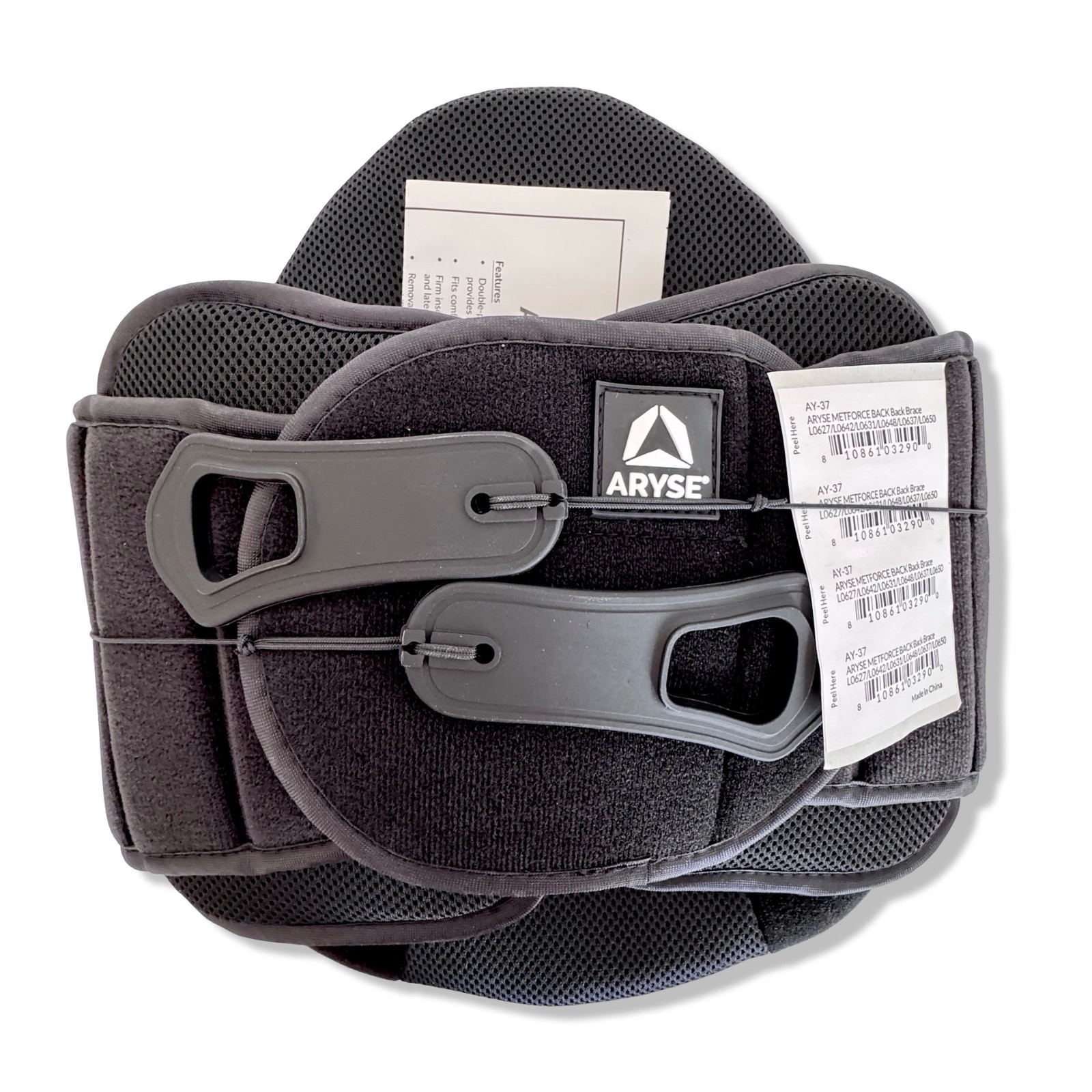 Adjustable Belt Lumbar Support Back Brace Black ARYSE MetForce AY-37 *New*