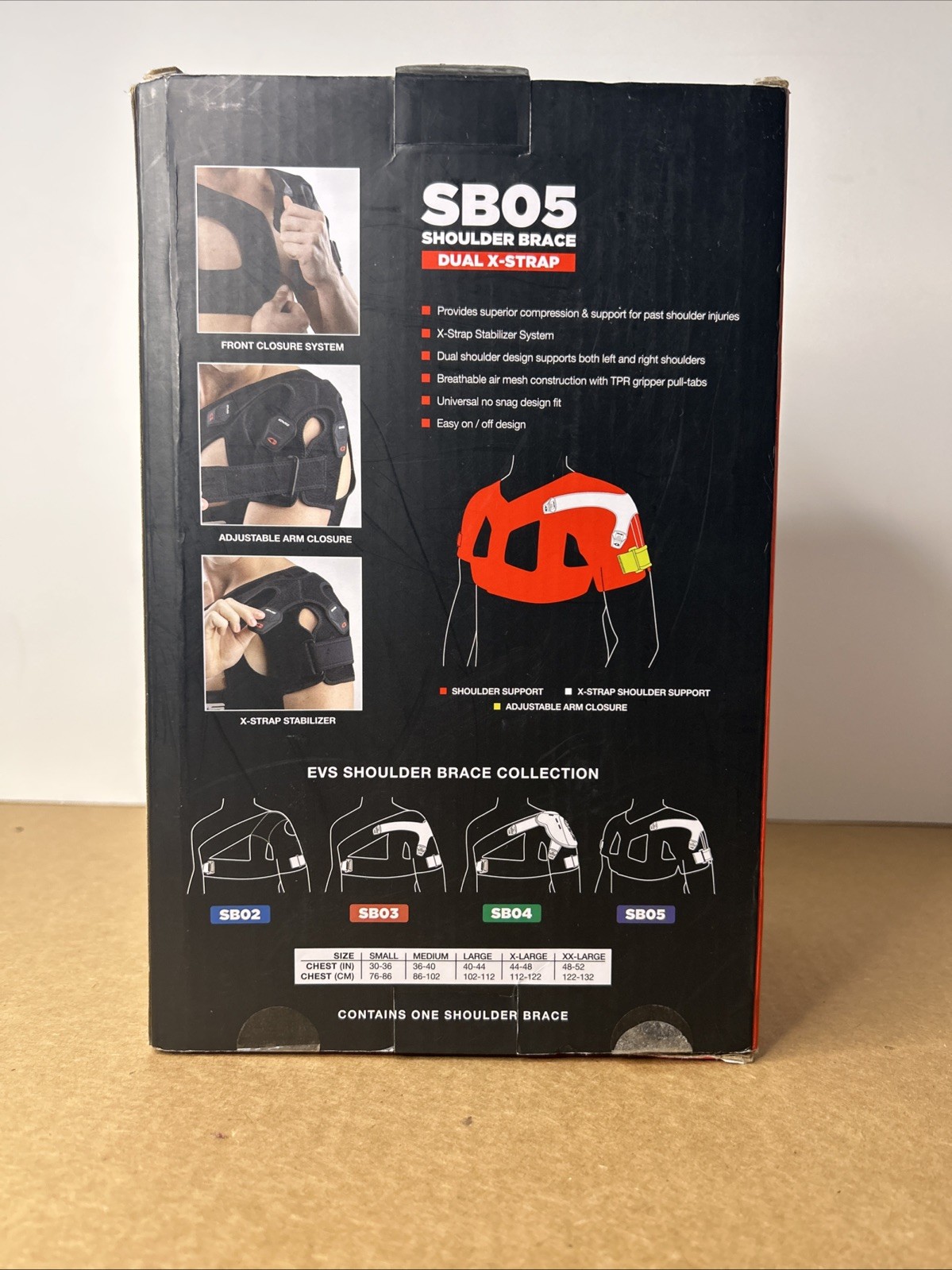 EVS SB05 Bilateral Shoulder Stabilizer Brace Black, Dual X-Strap – Sz. Small
