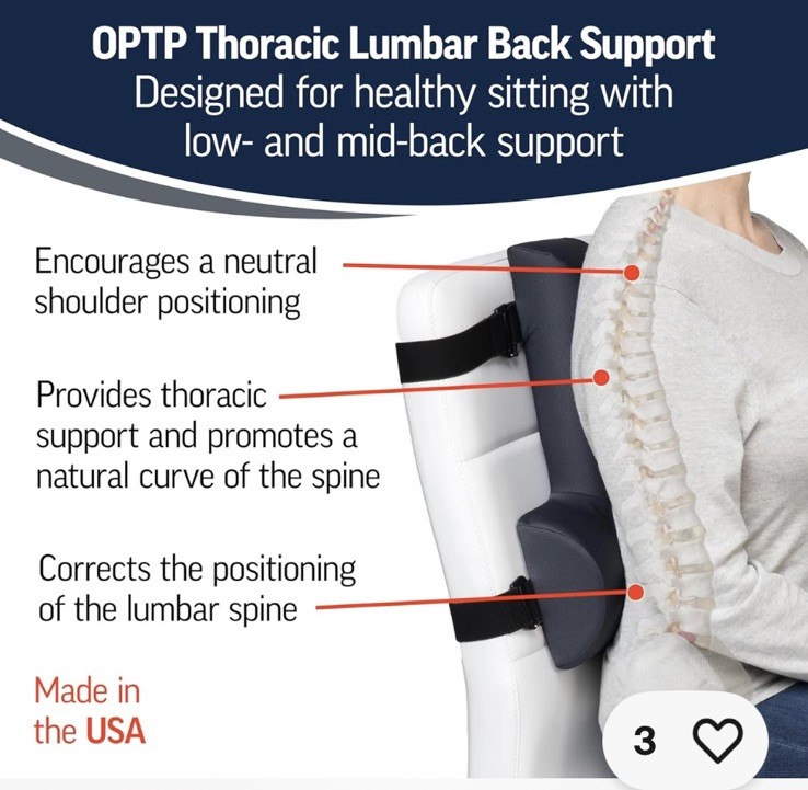 OPTP Thoracic Lumbar Back Support STRAPS Lumbar Support Pillow GUC