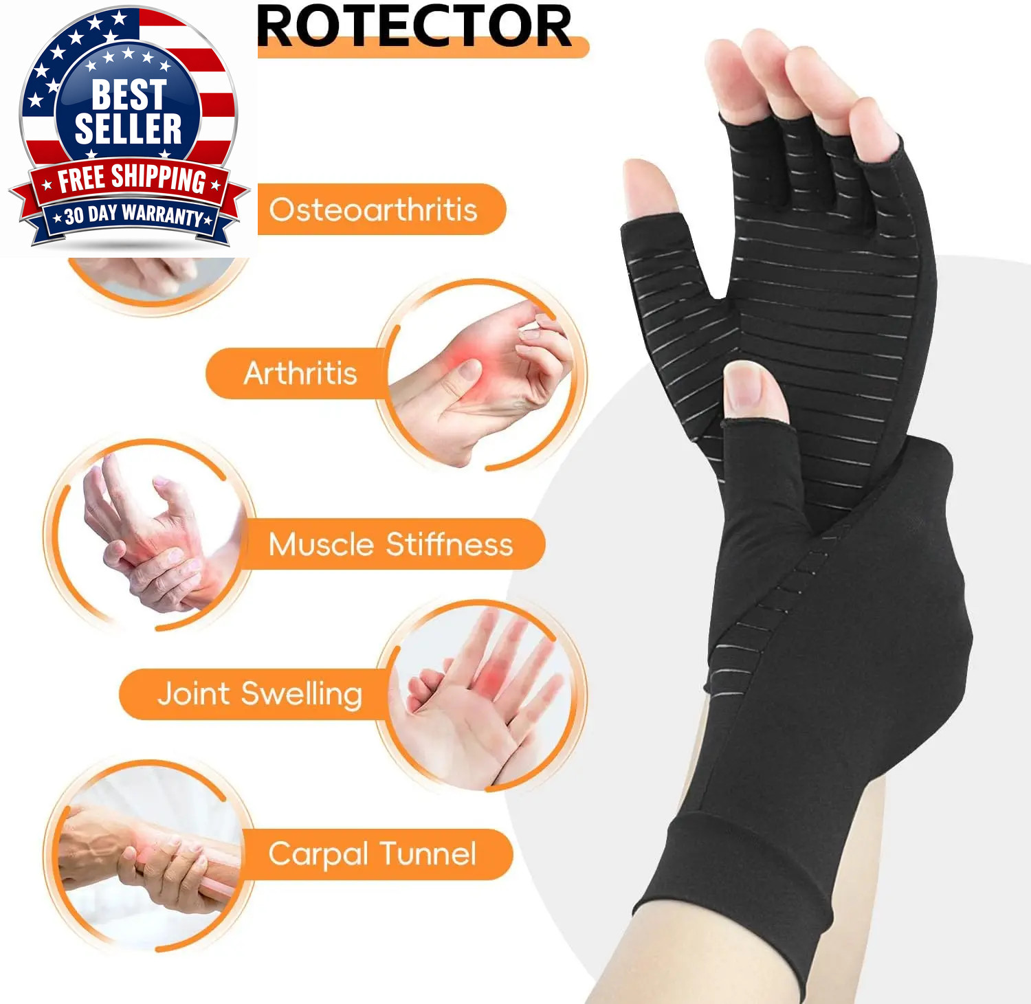 Copper Arthritis Gloves for Hand Pain Relief, Rheumatoid Osteoarthritis, Swellin