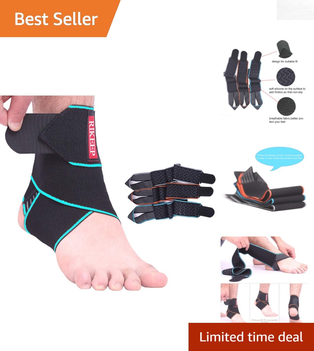 Non-Slip Ankle Support Brace – Comfortable & Lightweight One Size Fits All