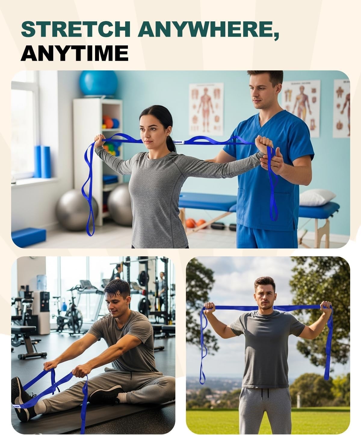 Gentle Mobility Aid: Non-Elastic Stretching Strap for Legs & Back Flexibility