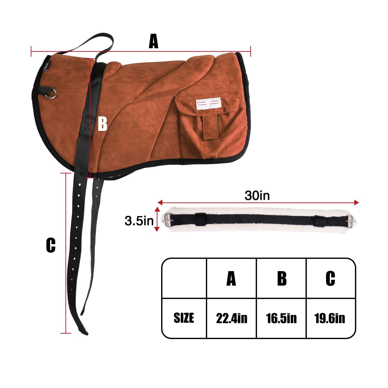 Harrison Howard Ergonomically Designed Correct Bareback Pad with Side Pockets…