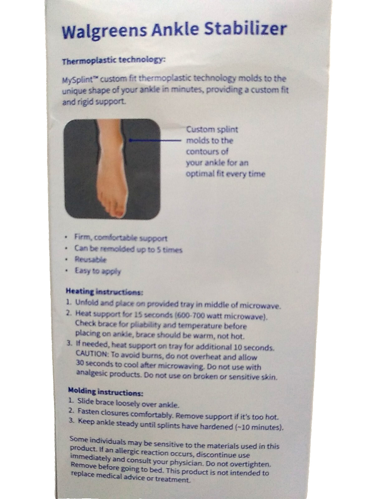 Walgreens~Ankle Stabilizer~Max Support~Adjustable~Ultra Plush~1 Size