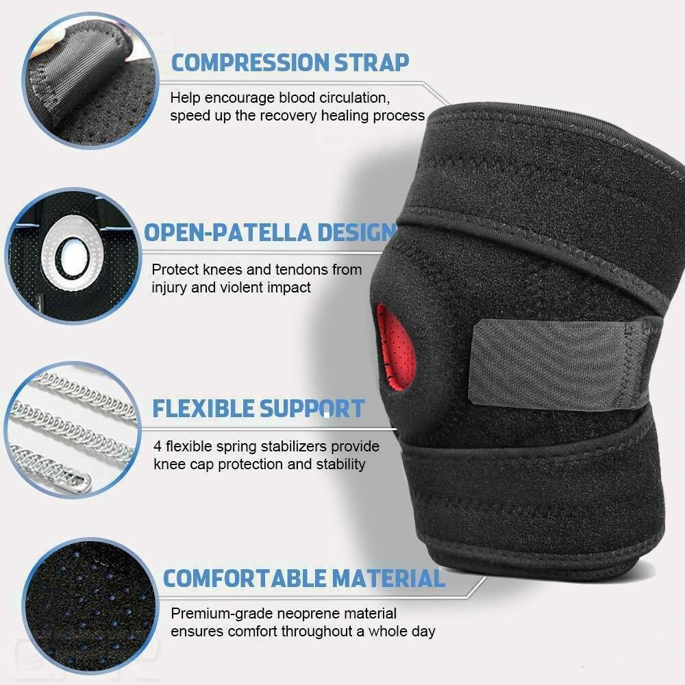Open Patella Stabilizer Knee Brace Gel Pads Support Joint Pain Arthritis 1x / 2x