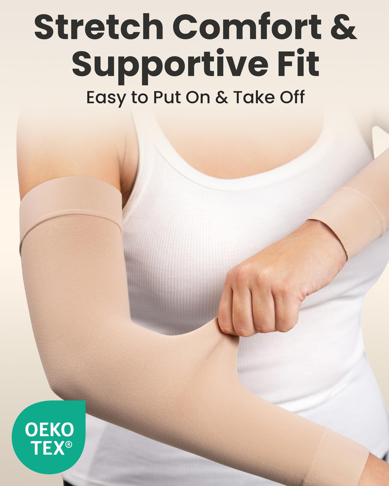 KEMFORD Lymphedema Compression Arm Sleeves for Women 1520 mmHg, Silicone Gri…