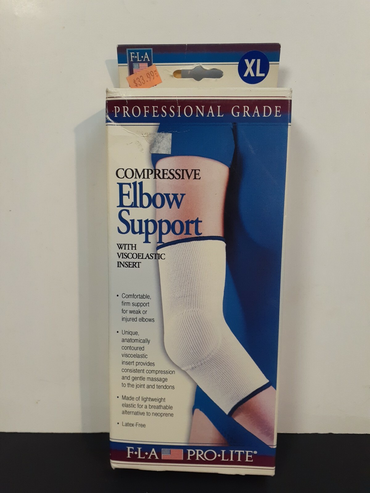FLA XL Compressive Elbow Support with Viscoelastic Insert White tennis and golfe
