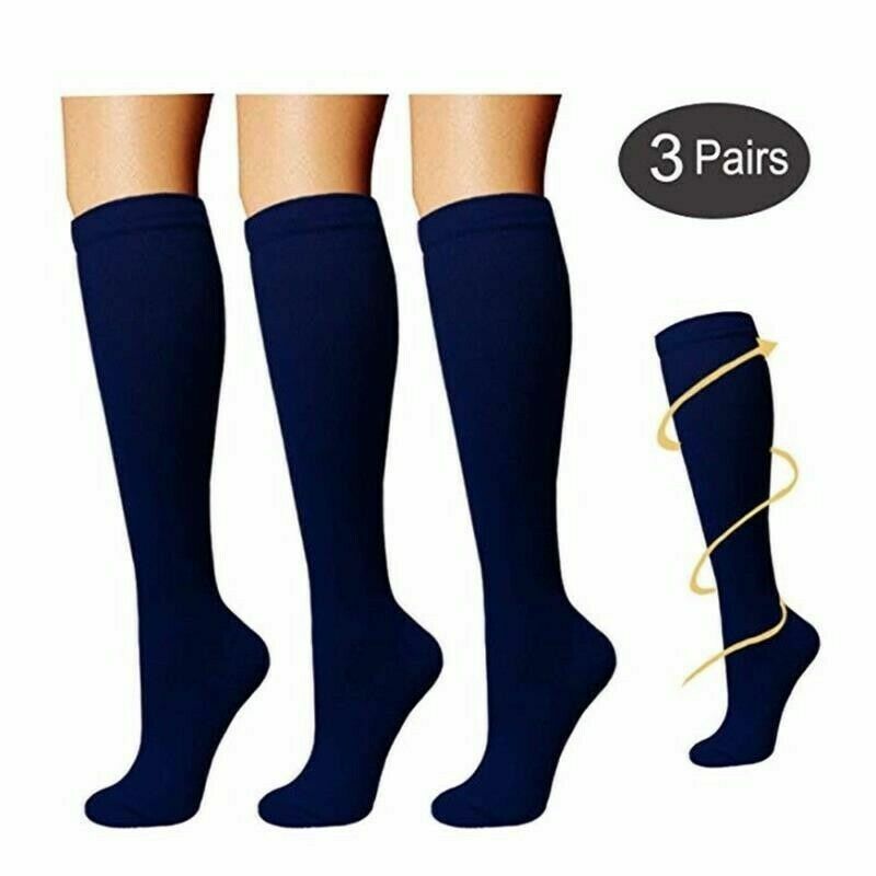 3 Pack Compression Socks (8-15mmHg) Moisture Wicking Support Stockings US