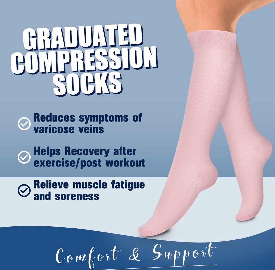 Laite Hebe 4 Pairs-Compression Socks for Women Or Men – Multi-color, New