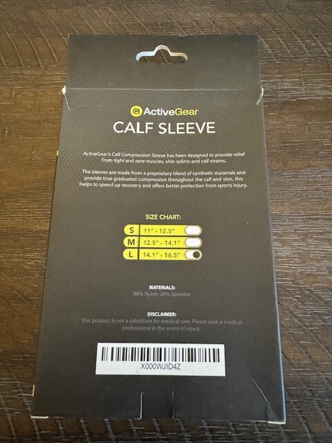 NEW Active Gear Black Calf Sleeve Unisex Size Large 14.1″-16.5″ FREE Shipping!!